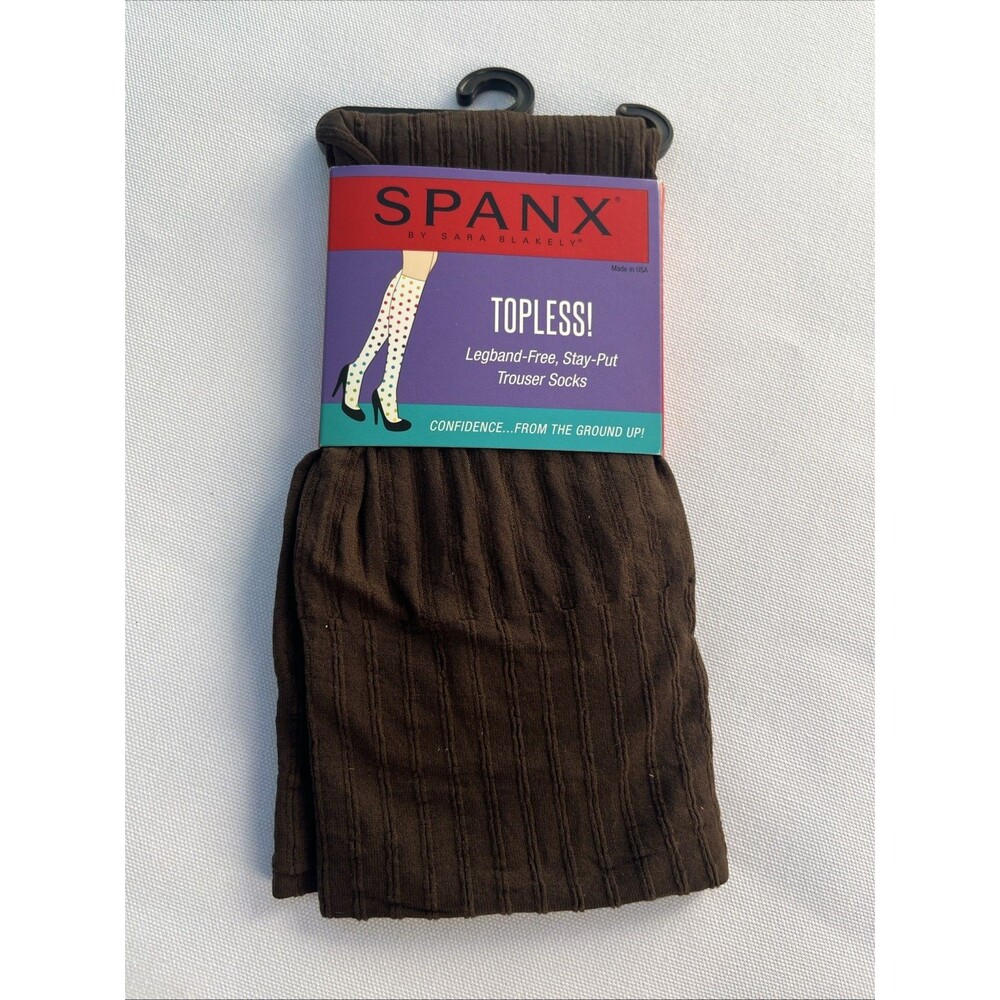 SPANX Topless Stay-Put Trouser Socks Brown Rib Women's Size Regular New